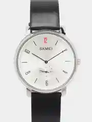 Серебряный мужские наручные часы Skmei 1398L с кожаным ремешком