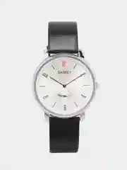 Серебряный мужские наручные часы Skmei 1398L с кожаным ремешком