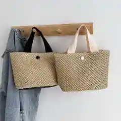 Сумка-шоппер женская, льняная, соломенная, пляжная эко-сумка