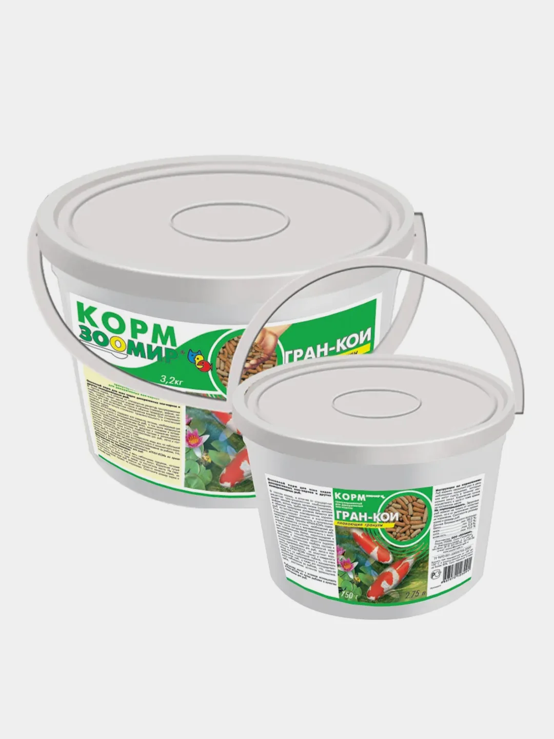 Корм ЗООМИР ГРАН-КОИ плавающие гранулы для кои-карпов ведро (1л) 350 г