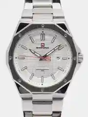 Серебряный мужские наручные часы Naviforce NF9200 с календарём, в подарочной упаковке