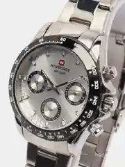 Серебряный наручные часы Naviforce NF9193 с хронографом, в подарочной упаковке