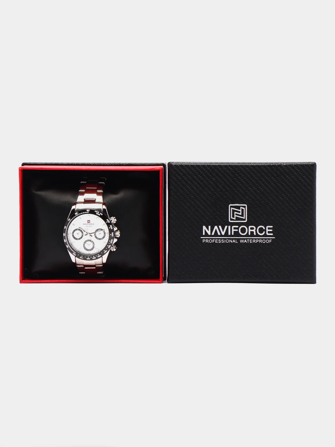 Серебряный наручные часы Naviforce NF9193 с хронографом, в подарочной упаковке