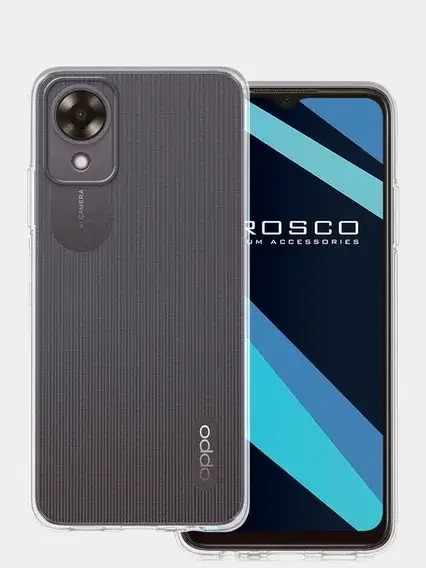Прозрачный силиконовый чехол Rosco для Oppo A17K с защитой камер и от прилипания, прозрачный