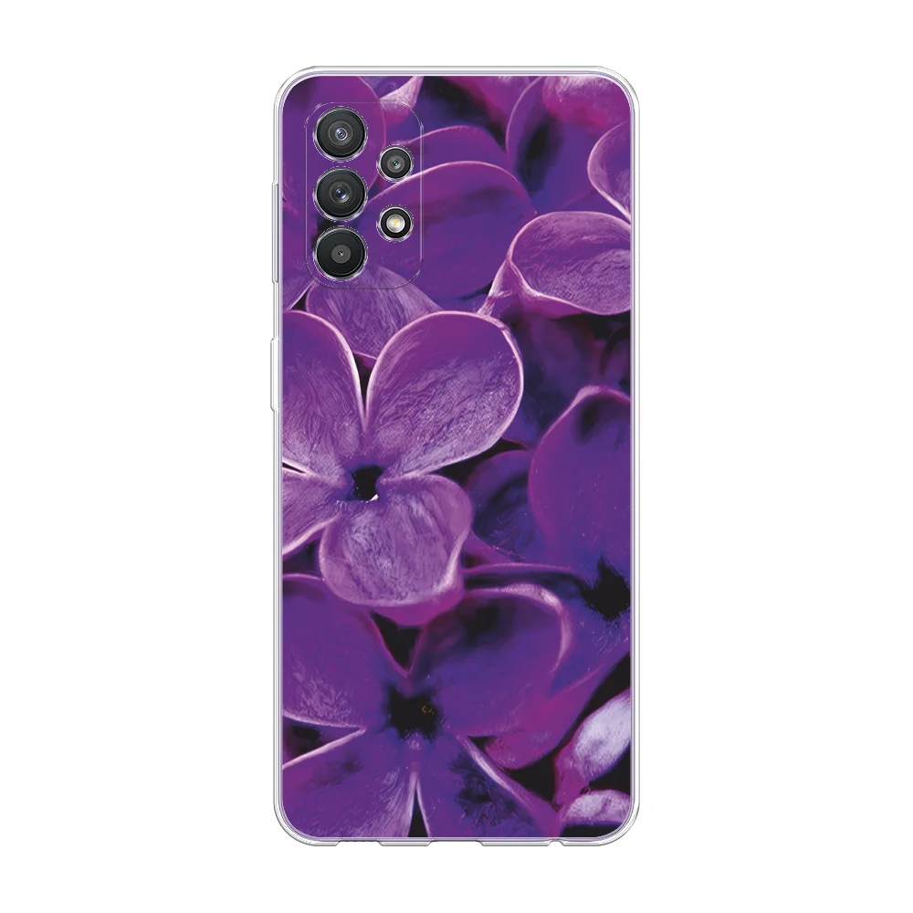 Вишнёвый силиконовый чехол на Samsung Galaxy A32 / Самсунг А32 прозрачный с рисунком, защита камеры