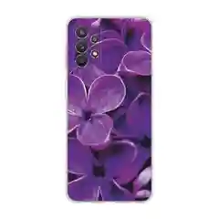 Вишнёвый силиконовый чехол на Samsung Galaxy A32 / Самсунг А32 прозрачный с рисунком, защита камеры