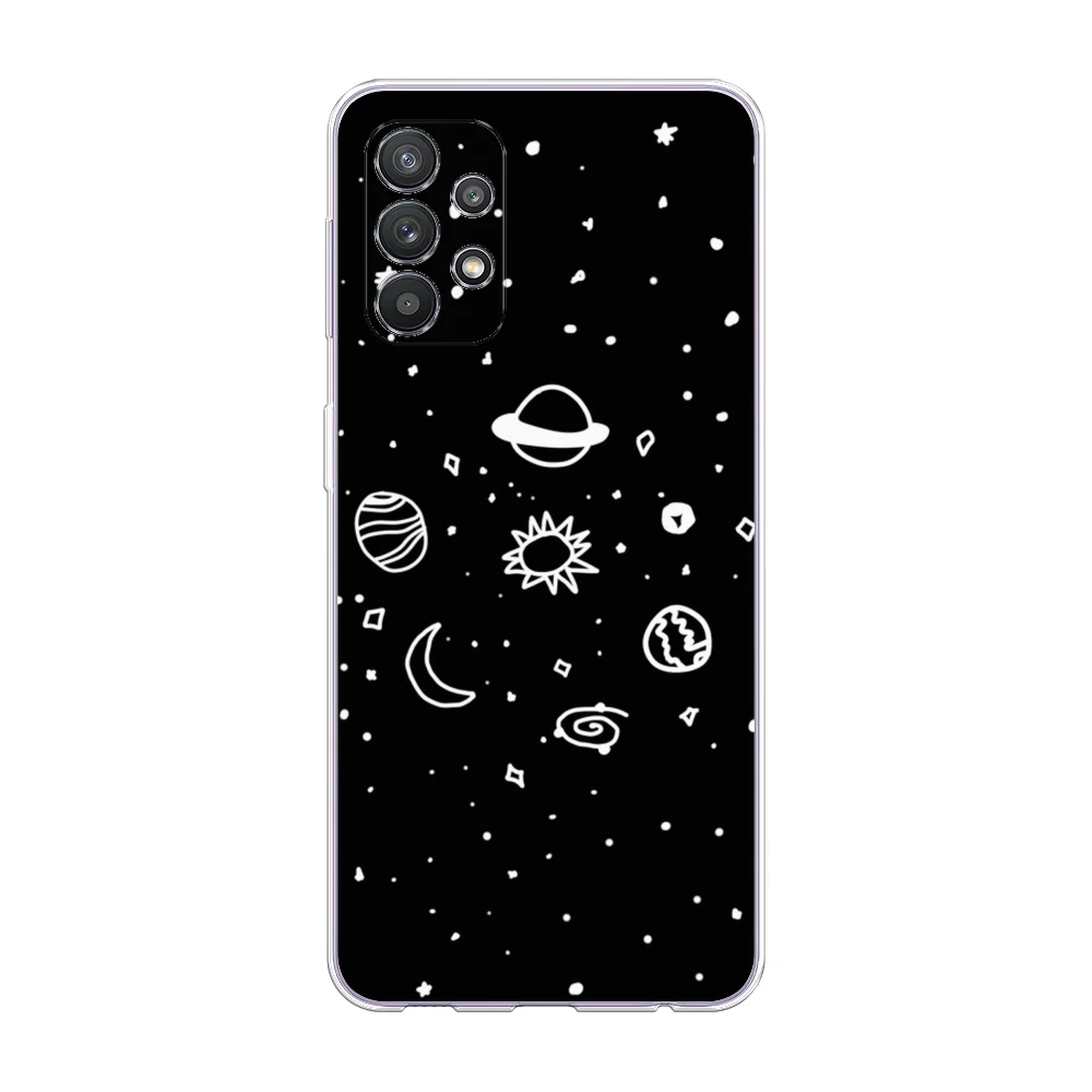 Зеленый силиконовый чехол на Samsung Galaxy A32 / Самсунг А32 прозрачный с рисунком, защита камеры
