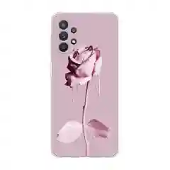 Коралловый меланж силиконовый чехол на Samsung Galaxy A32 / Самсунг А32 прозрачный с рисунком, защита камеры
