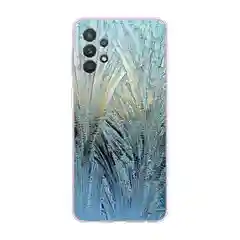 Небесно-голубой силиконовый чехол на Samsung Galaxy A32 / Самсунг А32 прозрачный с рисунком, защита камеры