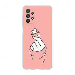 Пастельно-коралловый силиконовый чехол на Samsung Galaxy A32 / Самсунг А32 прозрачный с рисунком, защита камеры