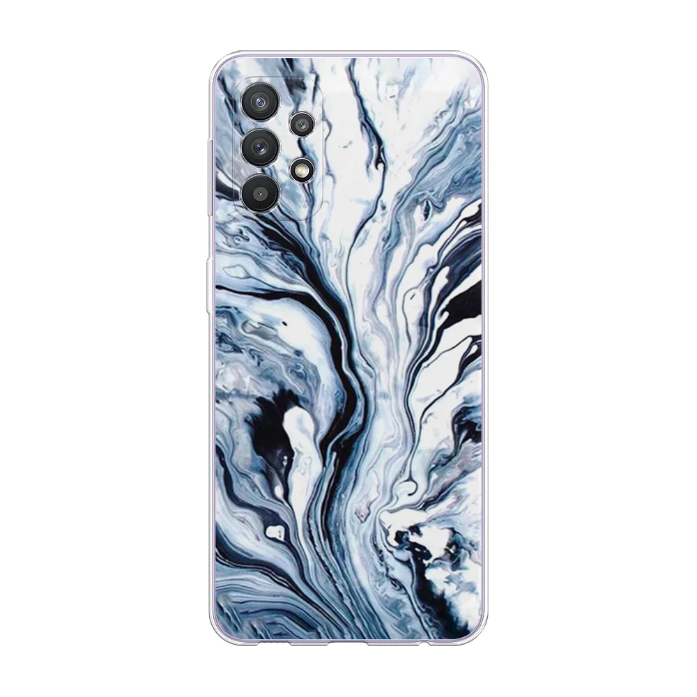 Сиреневый силиконовый чехол на Samsung Galaxy A32 / Самсунг А32 прозрачный с рисунком, защита камеры