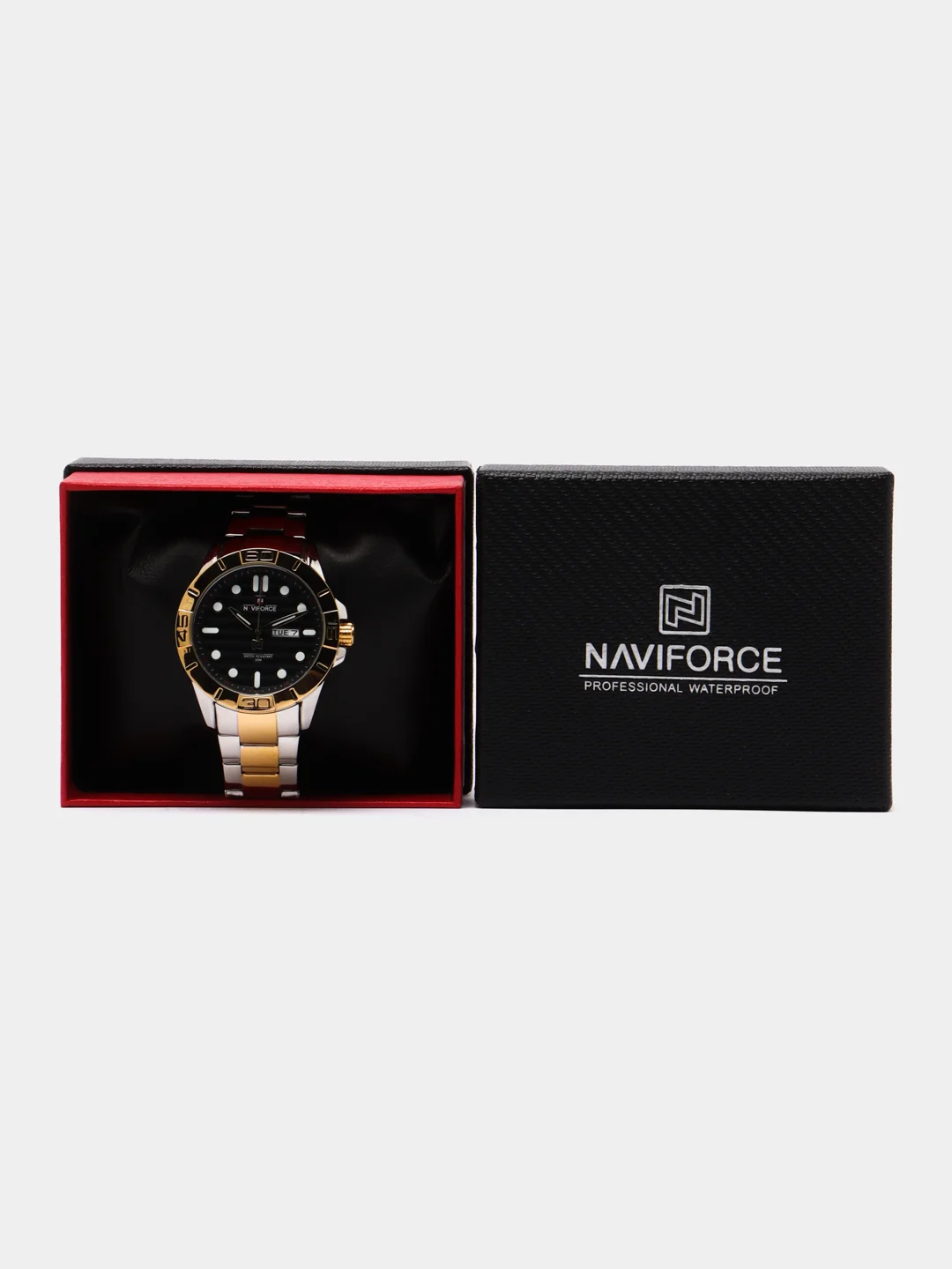 Серый мужские наручные часы Naviforce NF9198 с календарём, в подарочной упаковке