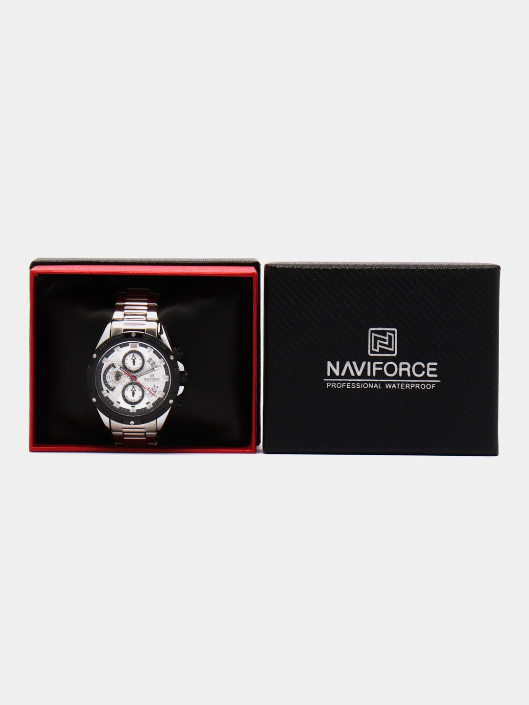 Серебряный мужские наручные часы Naviforce NF8021 с хронографом, в подарочной упаковке