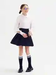 Синий юбка для девочки SMENA в складку на кокетке из устойчивой к смятию ткани,