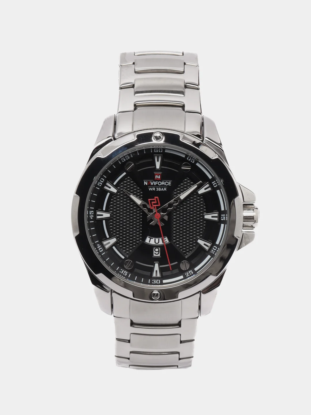 Серебряный мужские наручные часы Naviforce NF9161 с календарём, в подарочной упаковке