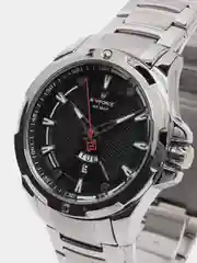 Серебряный мужские наручные часы Naviforce NF9161 с календарём, в подарочной упаковке