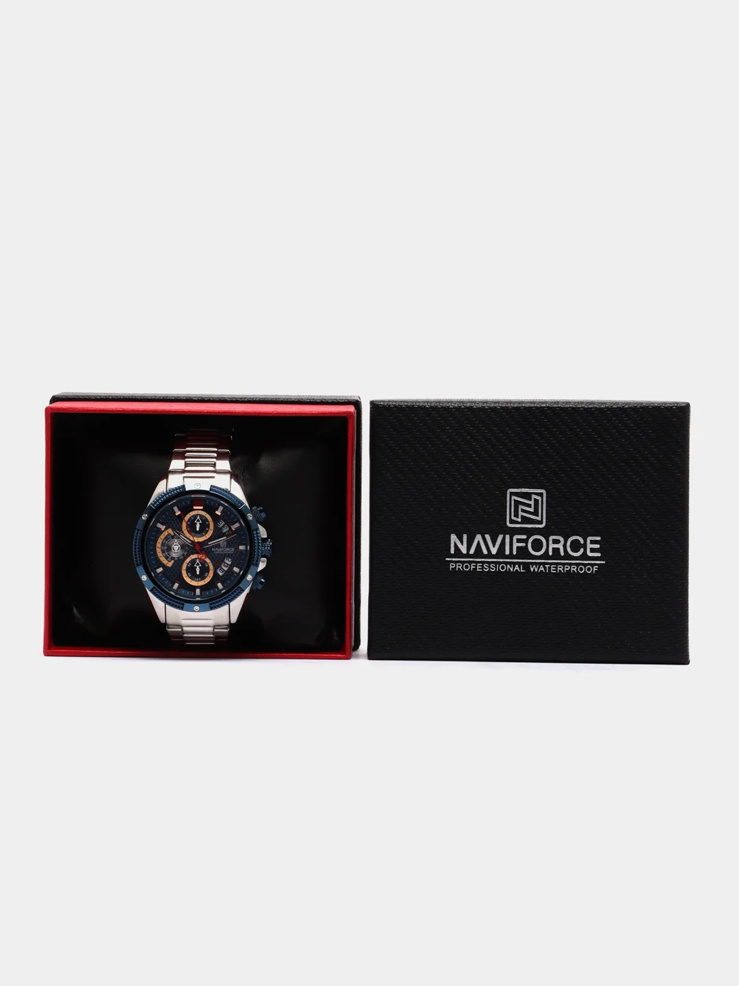 Синий мужские наручные часы Naviforce NF8021 с хронографом, в подарочной упаковке