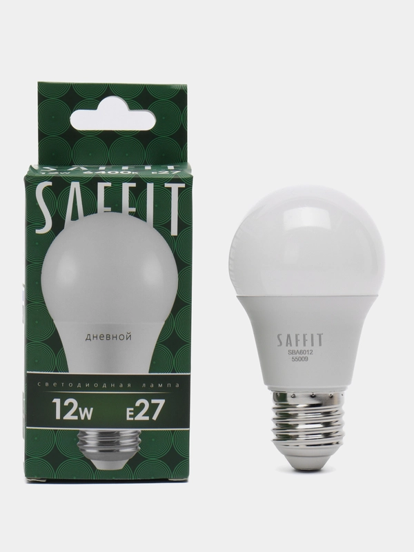 Лампа светодиодная, 12W 230V E27 6400K A60, SBA6012, 55009
