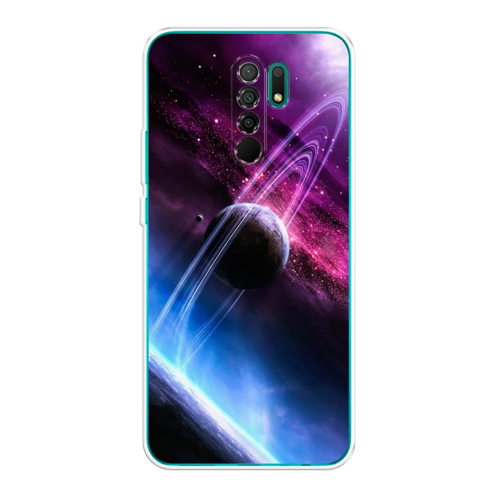 Аметистовый силиконовый чехол на Xiaomi Redmi 9 / Сяоми Редми 9 прозрачный, с рисунком, защита камеры