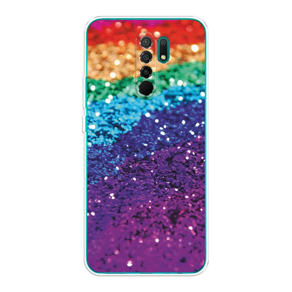 Багровый силиконовый чехол на Xiaomi Redmi 9 / Сяоми Редми 9 прозрачный, с рисунком, защита камеры
