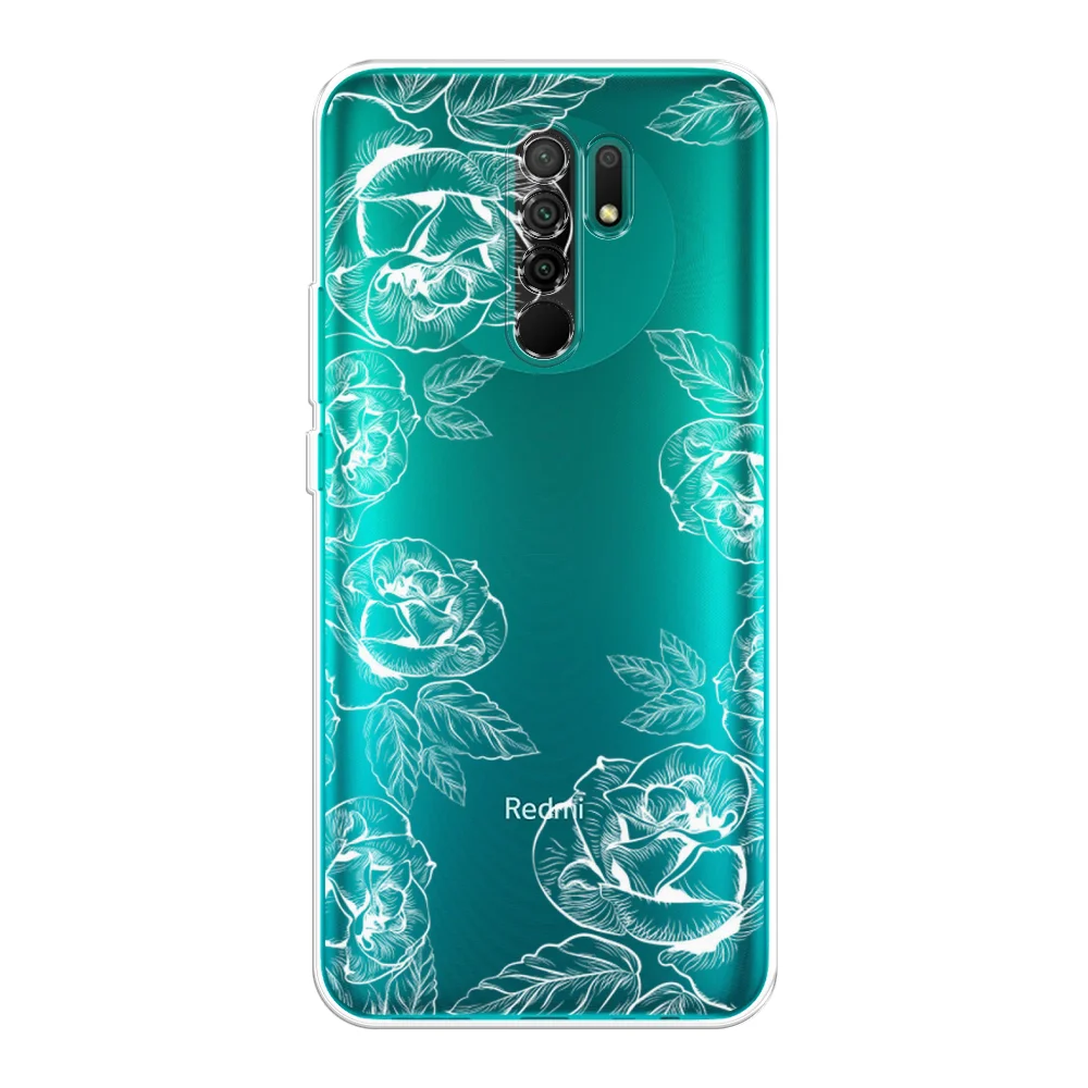 Бежевый меланж силиконовый чехол на Xiaomi Redmi 9 / Сяоми Редми 9 прозрачный, с рисунком, защита камеры