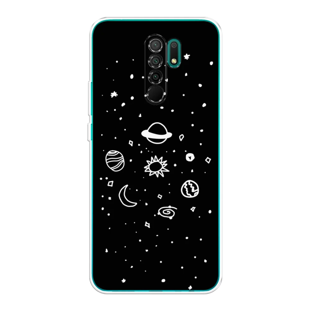Зеленый силиконовый чехол на Xiaomi Redmi 9 / Сяоми Редми 9 прозрачный, с рисунком, защита камеры