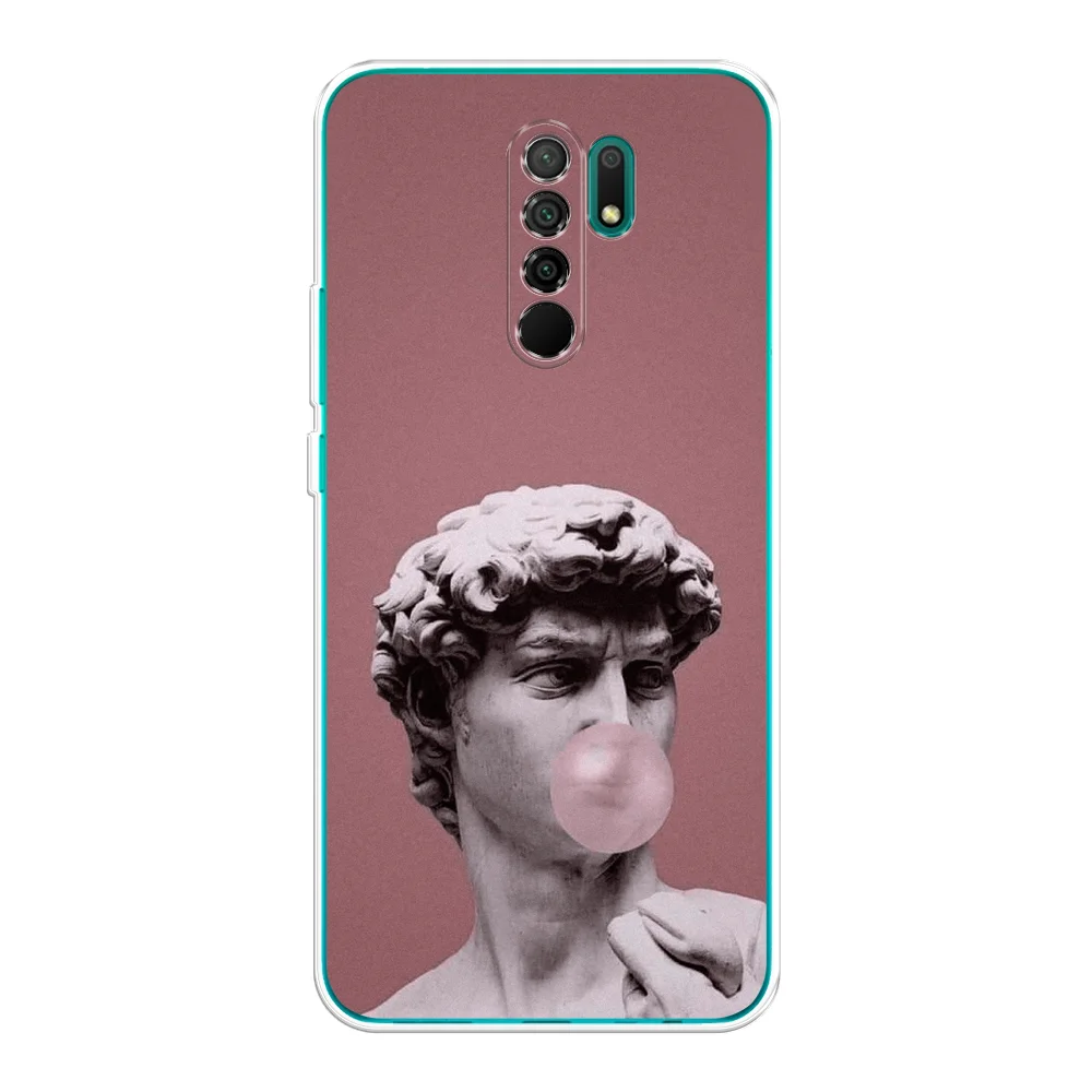 Коралловый силиконовый чехол на Xiaomi Redmi 9 / Сяоми Редми 9 прозрачный, с рисунком, защита камеры