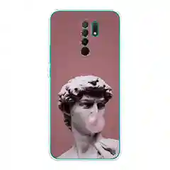 Коралловый силиконовый чехол на Xiaomi Redmi 9 / Сяоми Редми 9 прозрачный, с рисунком, защита камеры