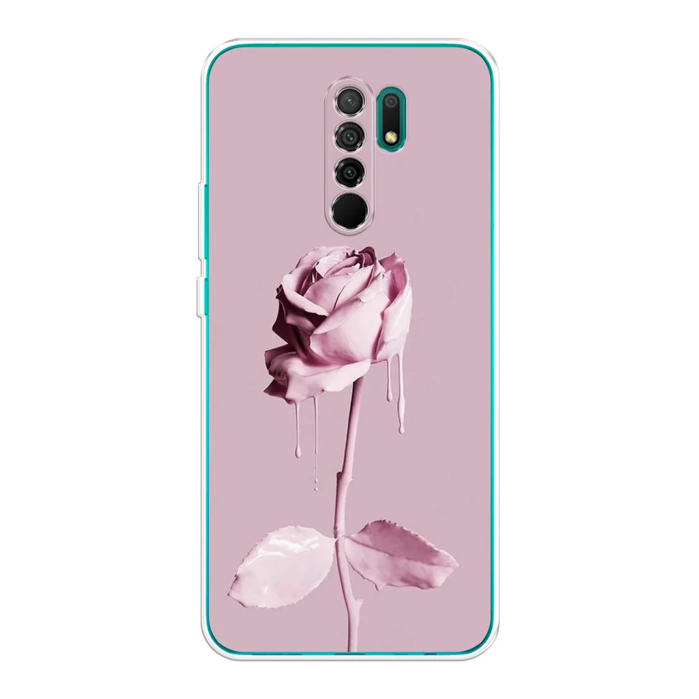 Коралловый меланж силиконовый чехол на Xiaomi Redmi 9 / Сяоми Редми 9 прозрачный, с рисунком, защита камеры