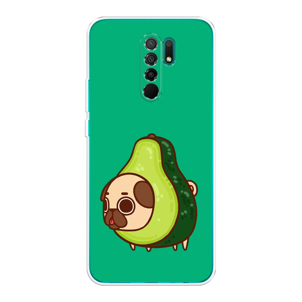 Мятный силиконовый чехол на Xiaomi Redmi 9 / Сяоми Редми 9 прозрачный, с рисунком, защита камеры