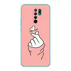 Пастельно-коралловый силиконовый чехол на Xiaomi Redmi 9 / Сяоми Редми 9 прозрачный, с рисунком, защита камеры