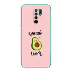 Розовый силиконовый чехол на Xiaomi Redmi 9 / Сяоми Редми 9 прозрачный, с рисунком, защита камеры