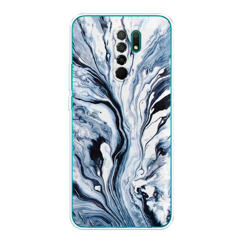 Сиреневый силиконовый чехол на Xiaomi Redmi 9 / Сяоми Редми 9 прозрачный, с рисунком, защита камеры