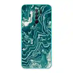 Тёмно-бирюзовый силиконовый чехол на Xiaomi Redmi 9 / Сяоми Редми 9 прозрачный, с рисунком, защита камеры