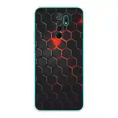 Тёмно-бордовый силиконовый чехол на Xiaomi Redmi 9 / Сяоми Редми 9 прозрачный, с рисунком, защита камеры