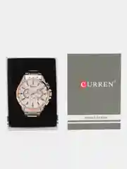 Серебряный мужские наручные часы Curren 8363 c хронографом в подарочной упаковке