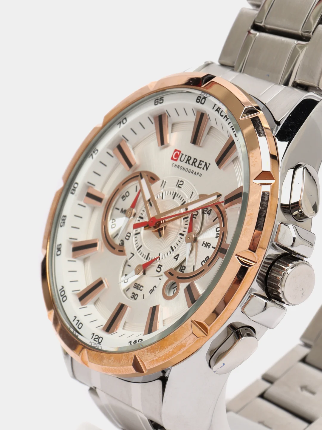 Серебряный мужские наручные часы Curren 8363 c хронографом в подарочной упаковке