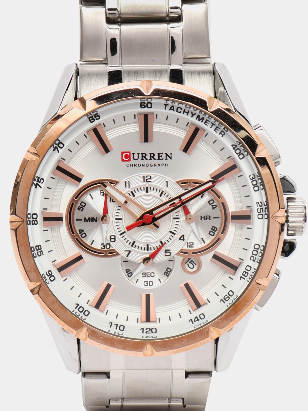 Серебряный мужские наручные часы Curren 8363 c хронографом в подарочной упаковке