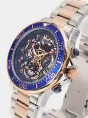 Темно-синий мужские наручные часы-скелетоны Lige LG8948 с хронографом, в подарочной упаковке