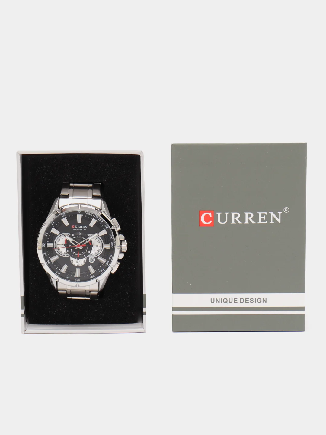 Угольный мужские наручные часы Curren 8363 c хронографом в подарочной упаковке