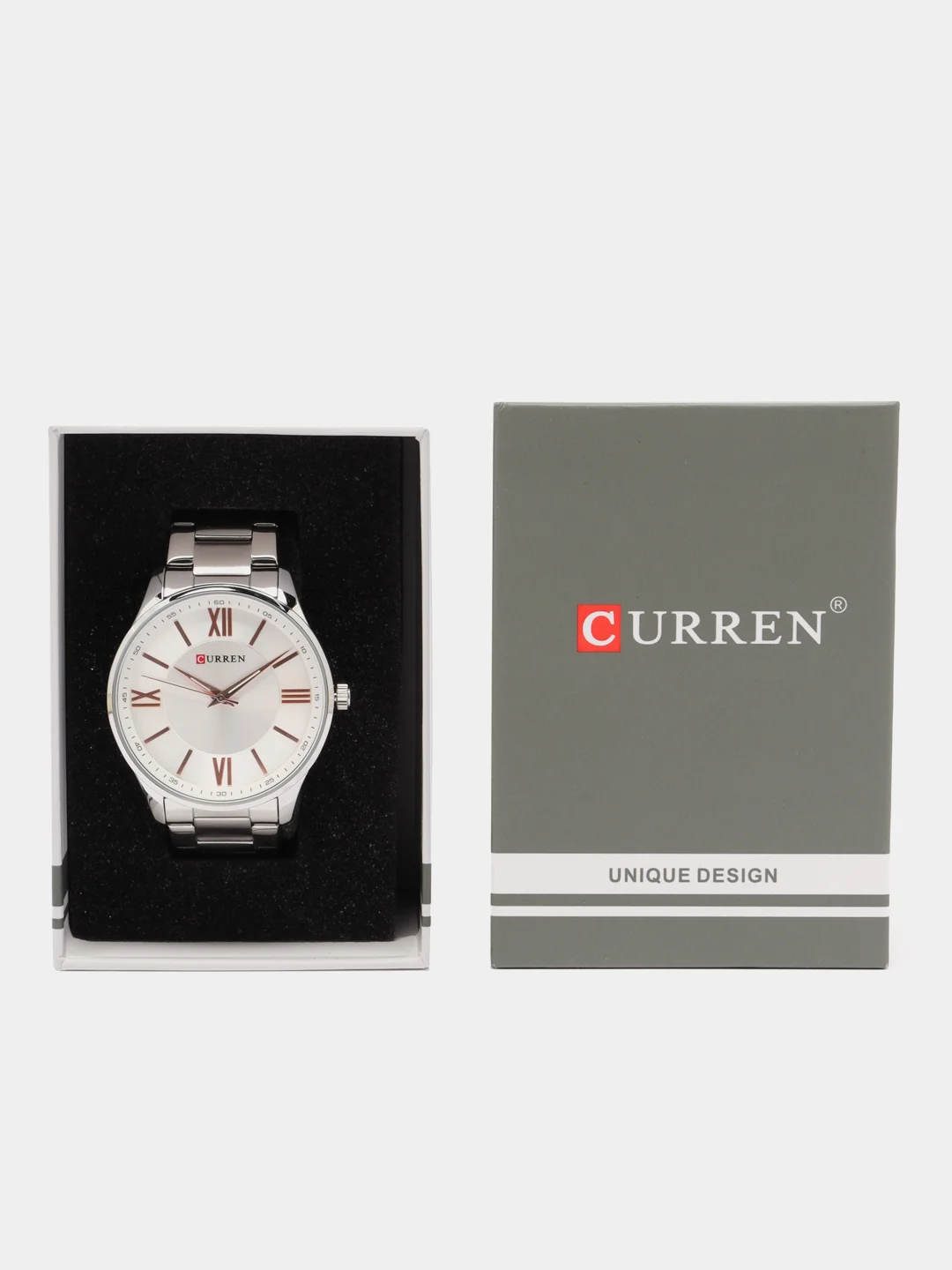 Серебряный мужские наручные часы Curren 8383 в подарочной упаковке