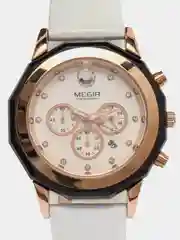 Белый женские наручные часы Megir ML2042LRE с хронографом, в подарочной упаковке