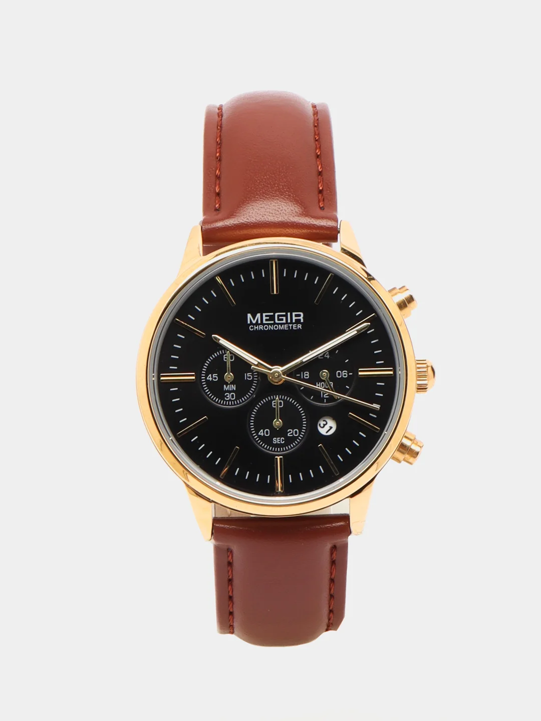 Коричневый наручные часы Megir ML2011L, с хронографом, в подарочной упаковке