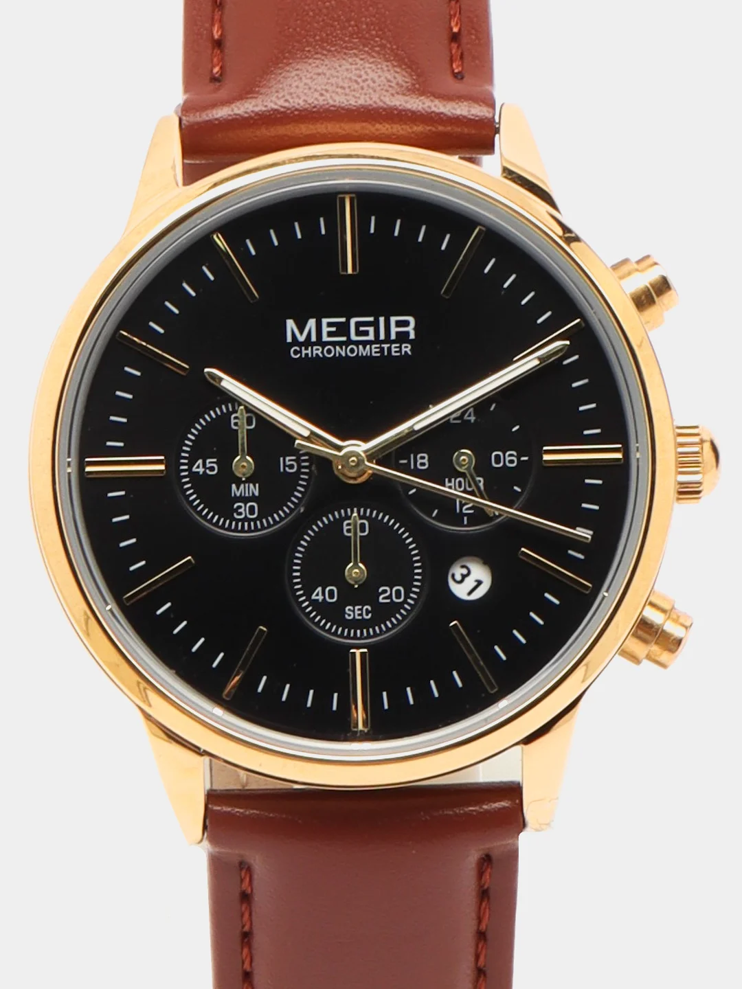 Коричневый наручные часы Megir ML2011L, с хронографом, в подарочной упаковке