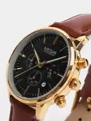 Коричневый наручные часы Megir ML2011L, с хронографом, в подарочной упаковке