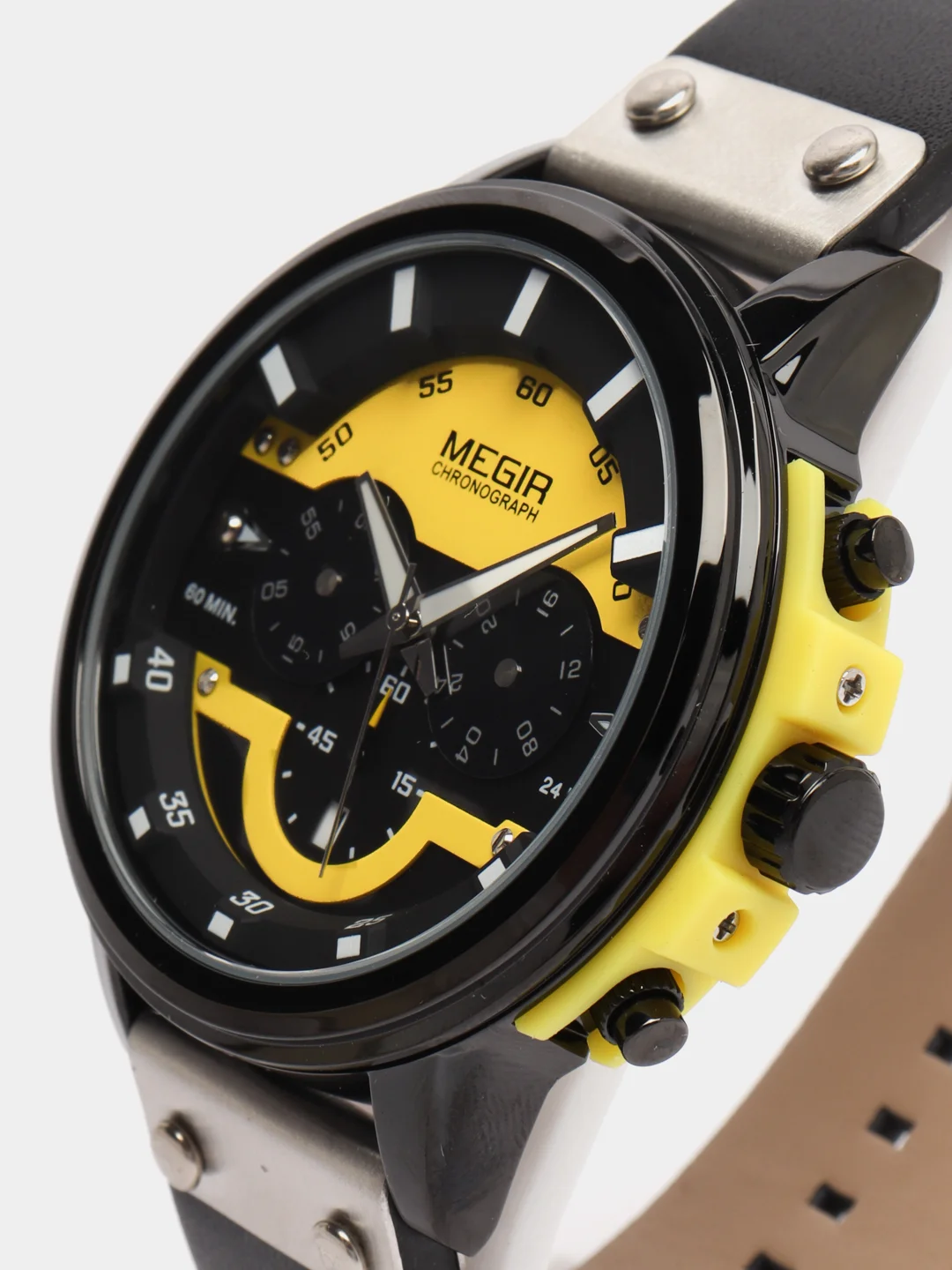 Желтый мужские наручные часы Megir ML2080G, с хронографом, в подарочной упаковке