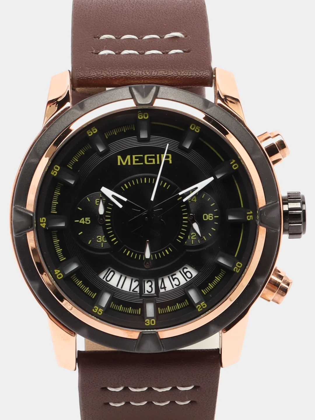 Золотой мужские наручные часы Megir ML2047G с хронографом, в подарочной упаковке
