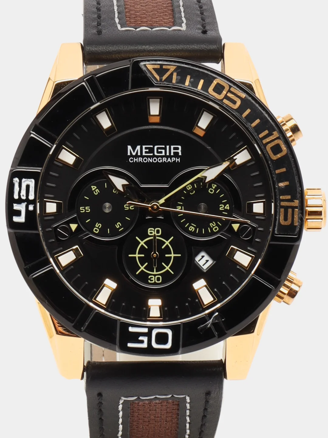 Желтый мужские наручные часы Megir ML2066G с хронографом, в подарочной упаковке