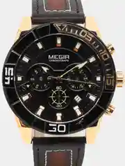 Желтый мужские наручные часы Megir ML2066G с хронографом, в подарочной упаковке