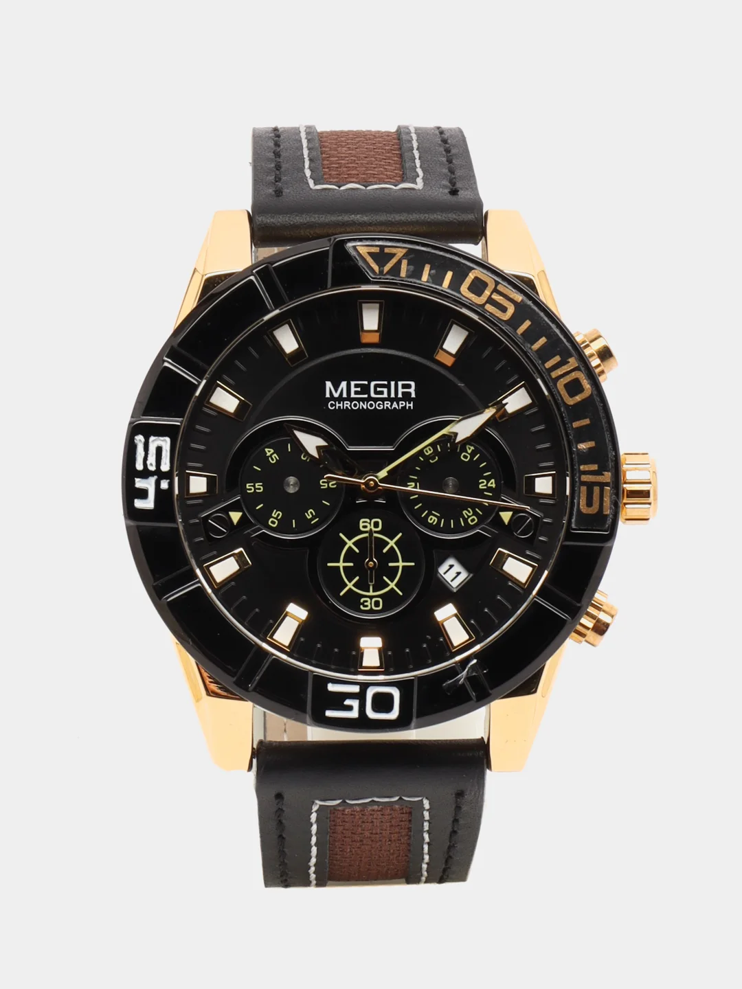 Желтый мужские наручные часы Megir ML2066G с хронографом, в подарочной упаковке